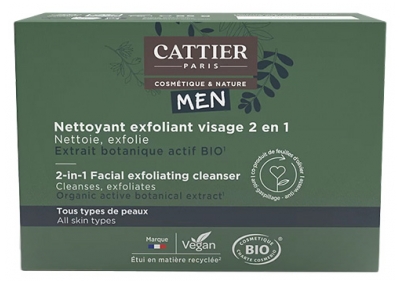 Cattier Men Solide 2in1 Bio Gesichtspeeling-Reiniger 85 g