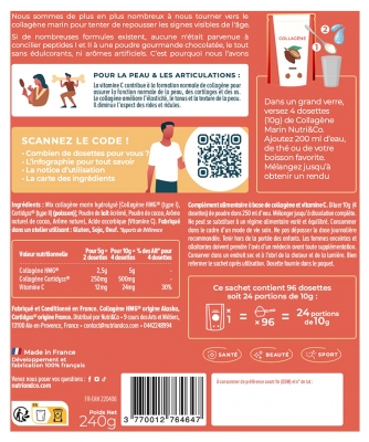 Nutri&Co Collagène Marin Type I & II Arôme Cacao 240 g