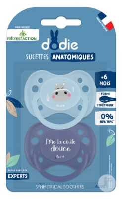 Dodie 2 Sucettes Anatomiques Silicone +6 Mois - Modèle : A102 Bleu