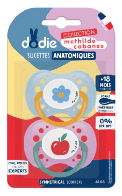 Dodie 2 Sucettes Anatomiques Silicone 18 Mois et + Édition Limitée - Modèle : A108 Bleu/Rose