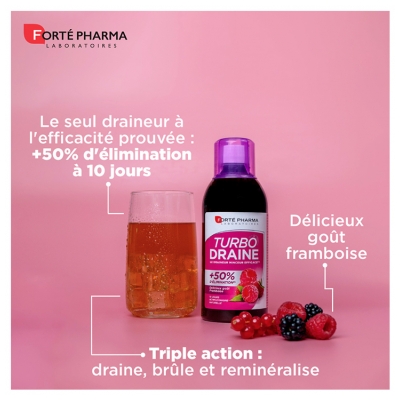 Forté Pharma TurboDraine Minceur Lot de 2 x 500 ml - Goût : Framboise