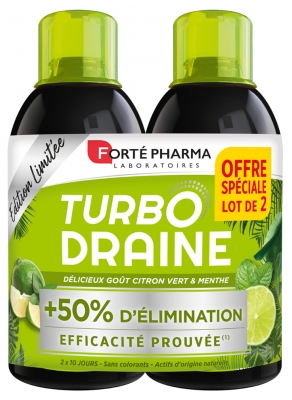 Forté Pharma TurboDraine Minceur Lot de 2 x 500 ml - Goût : Citron Vert/Menthe