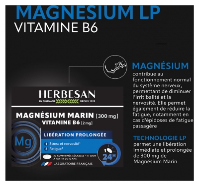 Herbesan Magnesio y Vitamina B6 de Liberación Prolongada 30 Comprimidos