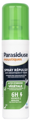 Parasidose Moustiques Zone Tropicale et Zone Tempérée Spray Anti-Moustiques et Tiques 100 ml