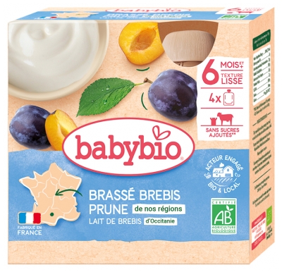 Babybio Fåryoghurt Plommon 6 Månader och + Bio 4 Gourdes de 85 g