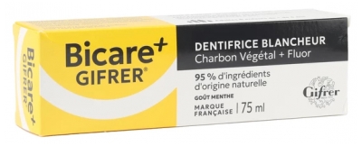 Gifrer Bicare Plus Pasta de Dentes Branqueadora com Carvão Vegetal + Flúor 75 ml
