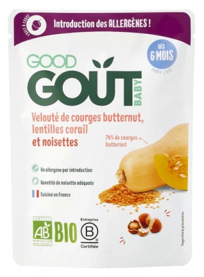 Good Goût Velouté de Courges Butternut, Lentilles Corail et Noisettes Dès 6 Mois 190 g