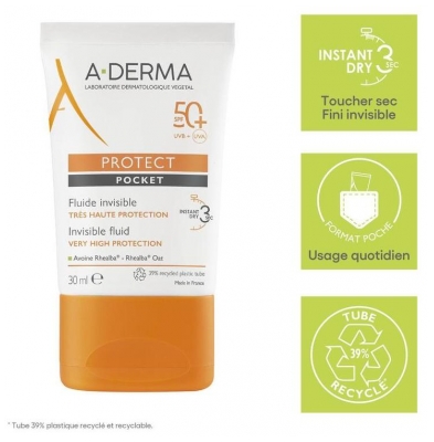 A-DERMA Protect Pocket Fluide Invisible Très Haute Protection 30 ml