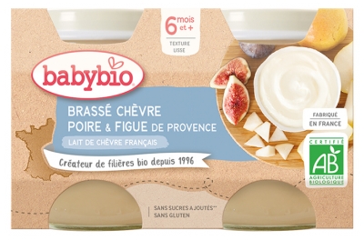 Babybio Leche de Cabra Higo de Pera a Partir de 6 Meses Ecológico 2 Botes de 130 g
