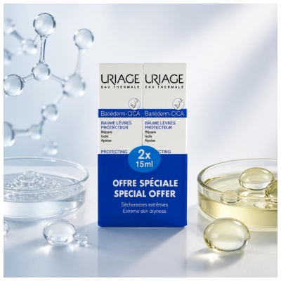 Uriage Bariéderm Cica Baume Lèvres Protecteur Lot de 2 x 15 ml