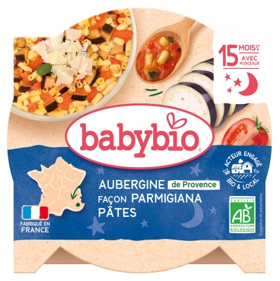 Babybio Buenas Noches Berenjena Parmigiana Pasta A Partir de 15 Meses BIO 260 g
