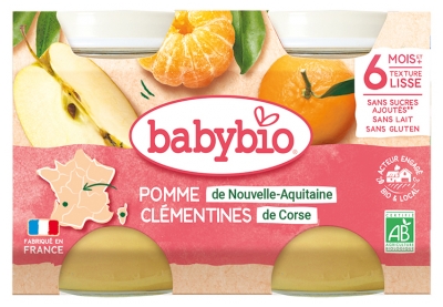 Babybio Maçã Clementinas 6 Meses e + Bio 2 Potes de 130 g