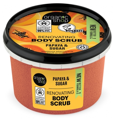 Organic Shop Kūno šveitiklis Atnaujinantis Kūno Šveitiklis Papaja 250 ml