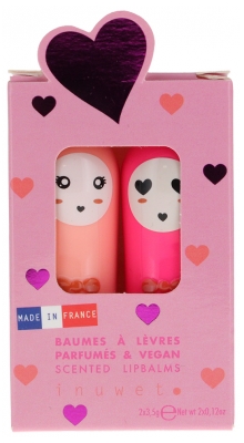 Inuwet Bálsamo Labial Dúo con Aroma de Vainilla, Coco y Cereza 2 x 3,5 g