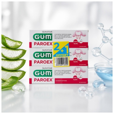 GUM Paroex Zobu Pasta Gēls 3 x 75 ml iepakojumā