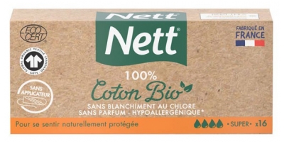 Nett 100% Algodón Ecológico 16 Super Almohadillas