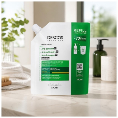 Vichy Dercos Intensyviai Veikiantis Šampūnas Nuo Pleiskanų DS Sausiems Plaukams Eco-Įpakavimas 390 ml