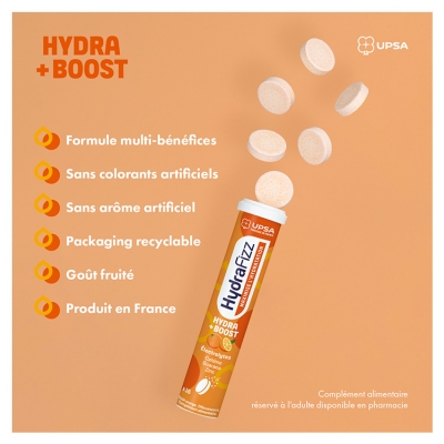 UPSA Hydrafizz Hydra+Boost 16 Comprimés Effervescents
