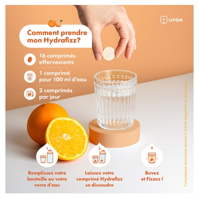 UPSA Hydrafizz Hydra+Boost 16 Comprimés Effervescents
