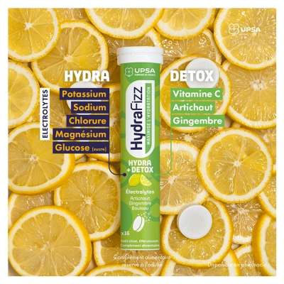 UPSA Hydrafizz Hydra+Détox 16 Comprimés Effervescents