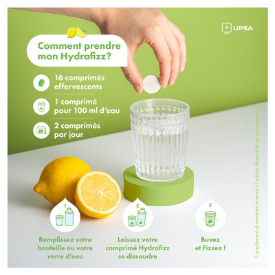 UPSA Hydrafizz Hydra+Détox 16 Comprimés Effervescents
