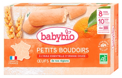 Babybio Petits Boudoirs Huile Essentielle d'Orange Douce dès 8 Mois Bio 24 Boudoirs