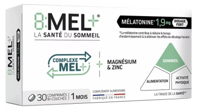 8Mel+ Melatonīns 1,9 mg 30 Divās Slāņos Tabletes