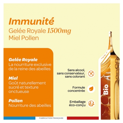 Superdiet Gelée Royale 1500 Miel Pollen Bio 20 Ampoules