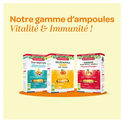 Superdiet Gelée Royale 1500 Miel Pollen Bio 20 Ampoules