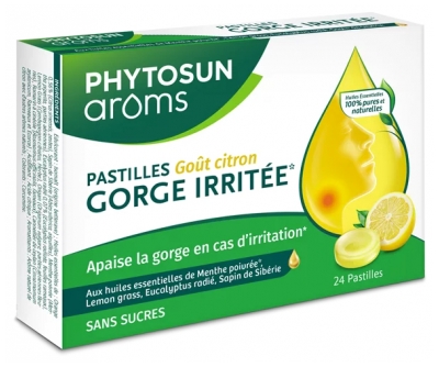 Pastile pentru gât iritat cu lămâie Phytosun Arôms 24 Pastile