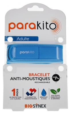 Pulseira Recarregável Anti-Mosquitos para Adultos Parakito - Modelo: Cor azul