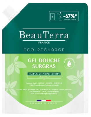 BeauTerra Rückfettendes Duschgel Zitronenverbene Öko-Recharge 1 L