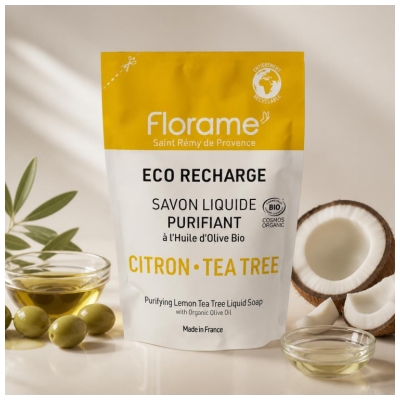 Florame Purifying Liquid Soap Lemon Tea Tree Organic Eco-Refill 470 ml