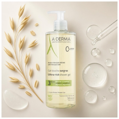 A-DERMA Überfettendes Duschgel 3in1 500 ml