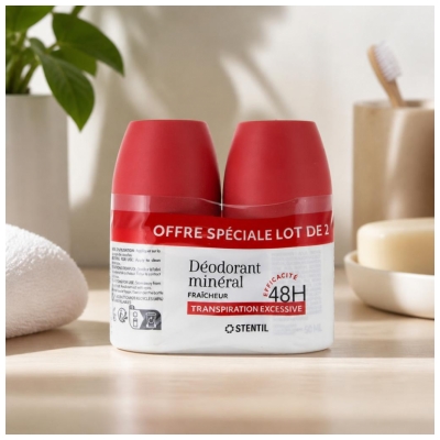 Stentil Mineral Deodorant Friskhed Kraftig Svedproduktion 48H Pakke med 2 x 50 ml
