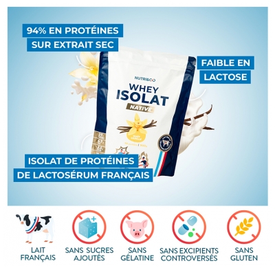 Nutri&Co Whey Isolat Native 900 g - Goût : Vanille