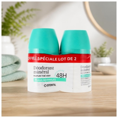 Stentil Desodorizante Mineral Peles Normais 48H Roll-On Pack de 2 x 50 ml