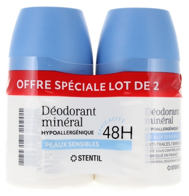 Stentil Mineraalinen Deodorantti Herkälle Iholle 48H Roll-On 2 x 50 ml
