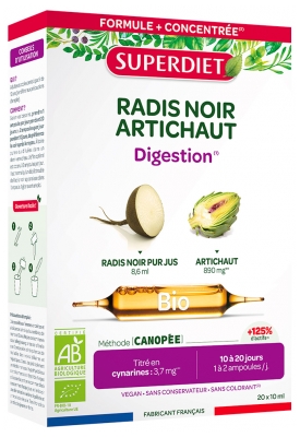 Superdiet Radis Noir Artichaut Bien-Être du Foie Bio 20 Ampoules
