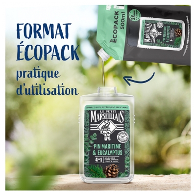 Le Petit Marseillais Gel Douche Rafraîchissant 4en1 Pin Maritime & Eucalyptus Éco-Recharge 500 ml