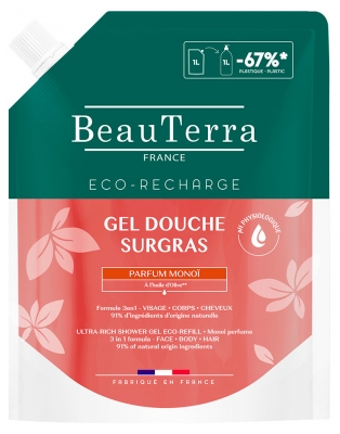 BeauTerra Överfettad Duschgel Monoï Eko-Påfyllning 1 L