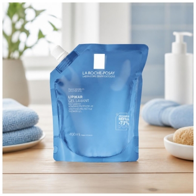 La Roche-Posay Lipikar Mazgāšanas Želeja Nomierinoša Aizsargājoša Dušas Želeja Eco-Uzlāde 400 ml