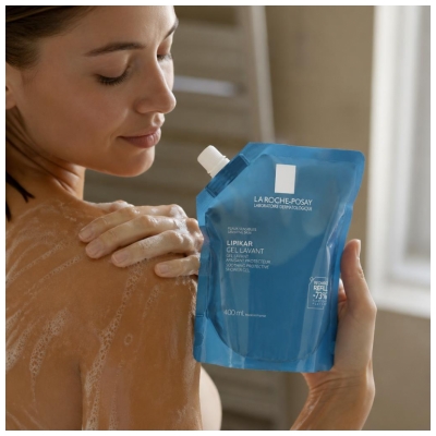La Roche-Posay Lipikar Mazgāšanas Želeja Nomierinoša Aizsargājoša Dušas Želeja Eco-Uzlāde 400 ml