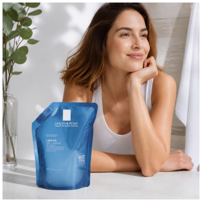 La Roche-Posay Lipikar Mazgāšanas Želeja Nomierinoša Aizsargājoša Dušas Želeja Eco-Uzlāde 400 ml