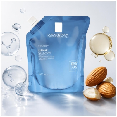 La Roche-Posay Lipikar Mazgāšanas Želeja Nomierinoša Aizsargājoša Dušas Želeja Eco-Uzlāde 400 ml