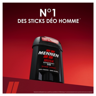 Mennen Déodorant Musk 48H Stick Large 60 ml