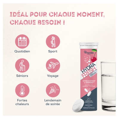Vitavea Hydrafresh Hidracija & Energija 20 Šumečih Tablet - Okusi: Cherry