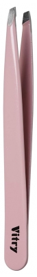 Pinça de Sobrancelhas Profissional Ponta Chanfrada Inox Cor 9 cm Vitry - Cor: Rosa pálido