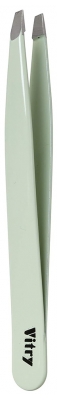 Pinça de Sobrancelhas Profissional Ponta Chanfrada Inox Cor 9 cm Vitry - Cor: Verde claro