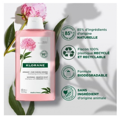 Klorane Apaisant - Cuir Chevelu Sensible Shampoing à la Pivoine Bio 400 ml